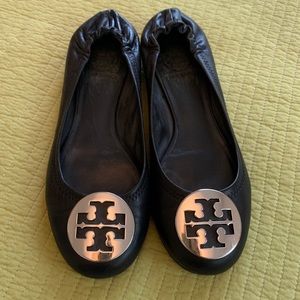 Tory Burch black leather ballerina flat